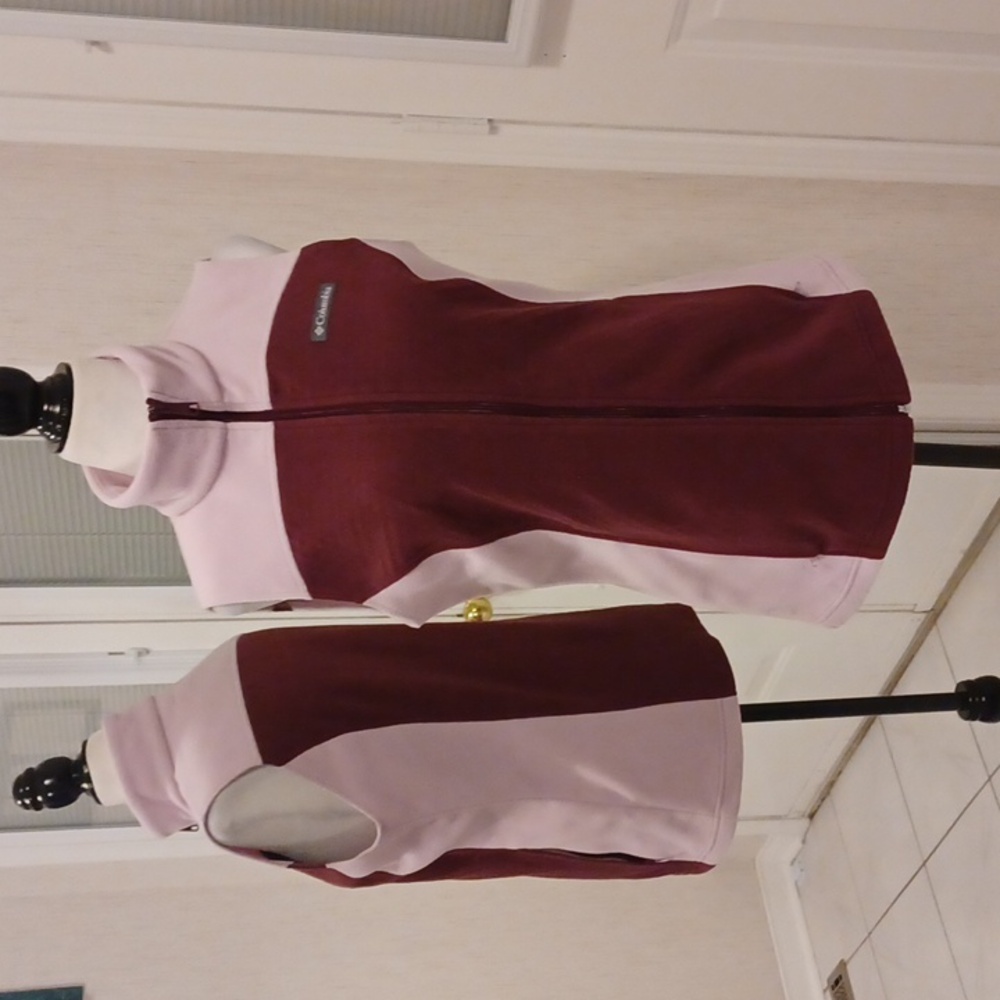 2/$50 New Pink & Burgundy Fleece Vest - Size Small